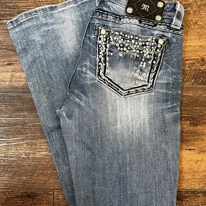 Miss Me Bling Pocket Bootcut Jeans Sequins Y2K Size 28